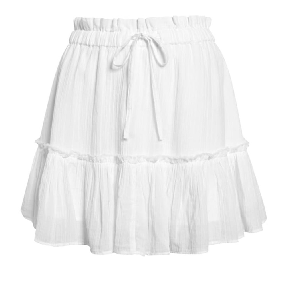White tiered ruffle miniskirt